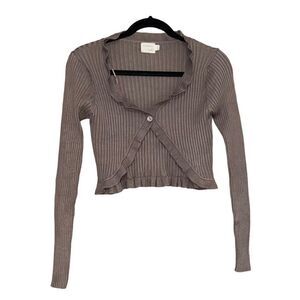 DREAMERS BY DEBUT Brown Cropped Cardigan Size Large